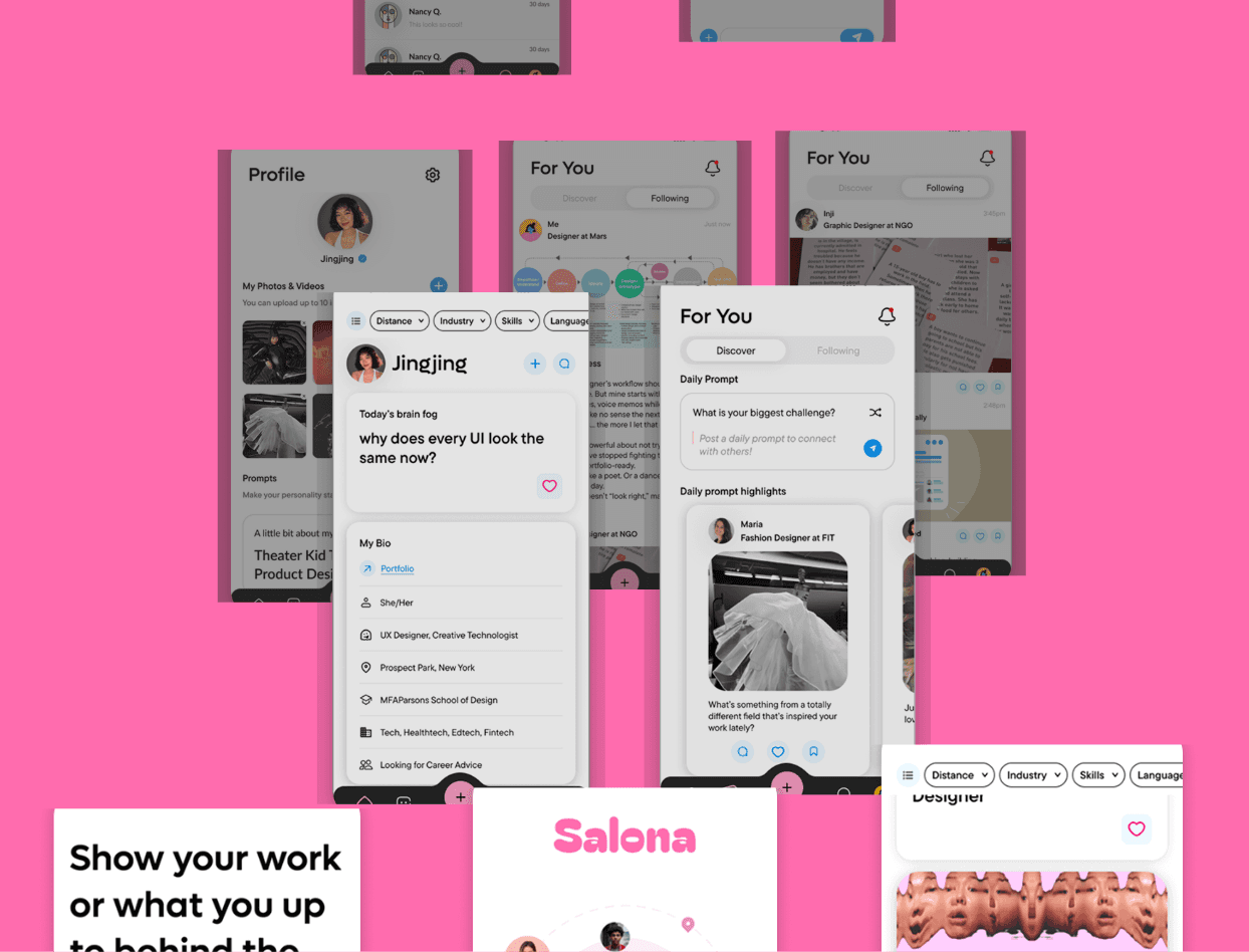 Salona professional networking platform interface
