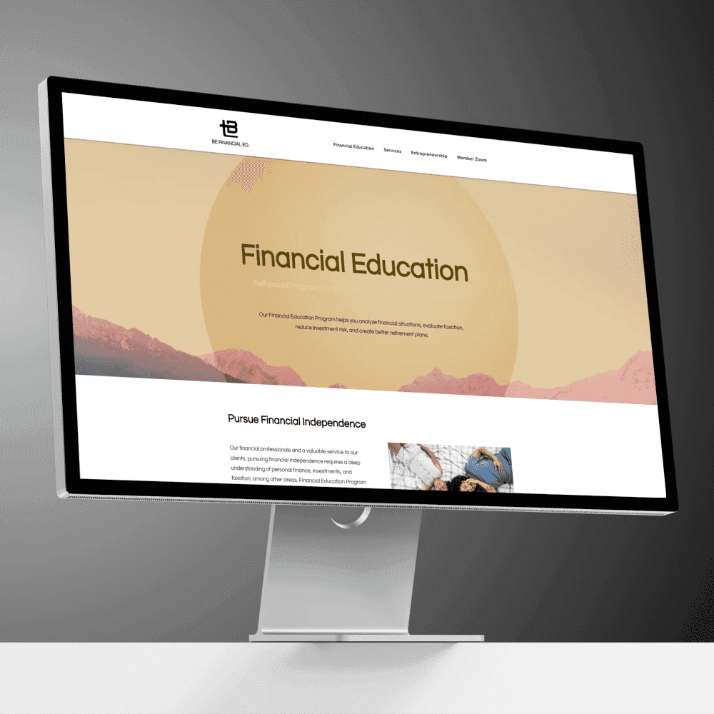 BE Financial Education website on monitor