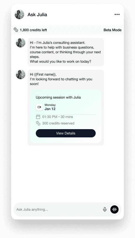Ask Julia — a scheduled video session with Julia
