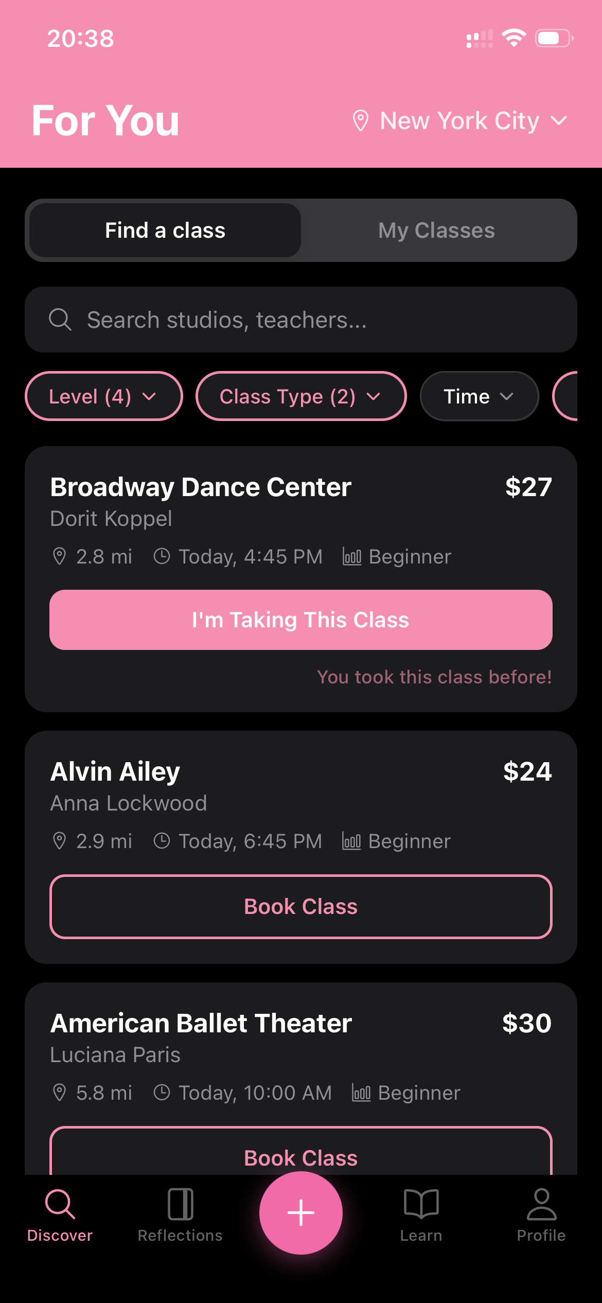 Balancé app screen