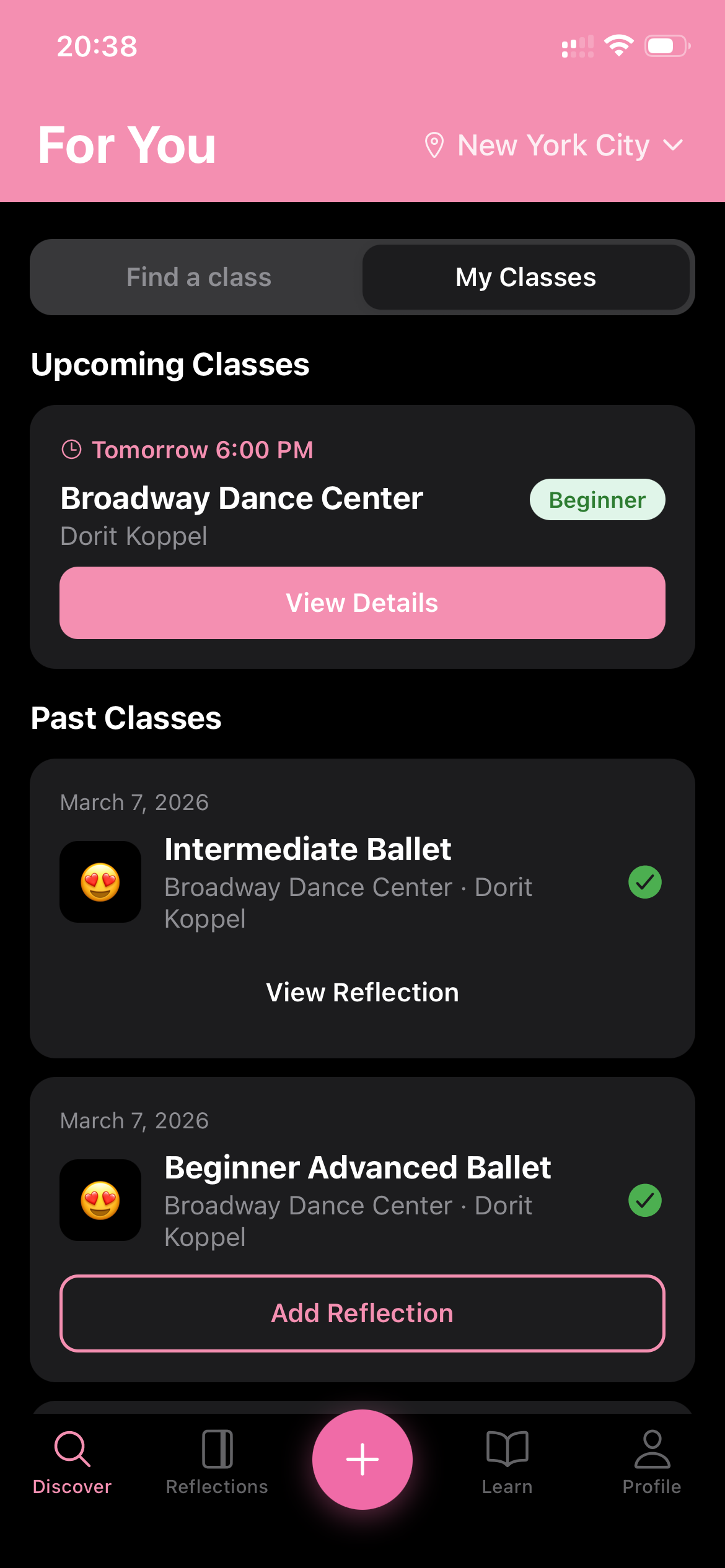 Balancé app screen