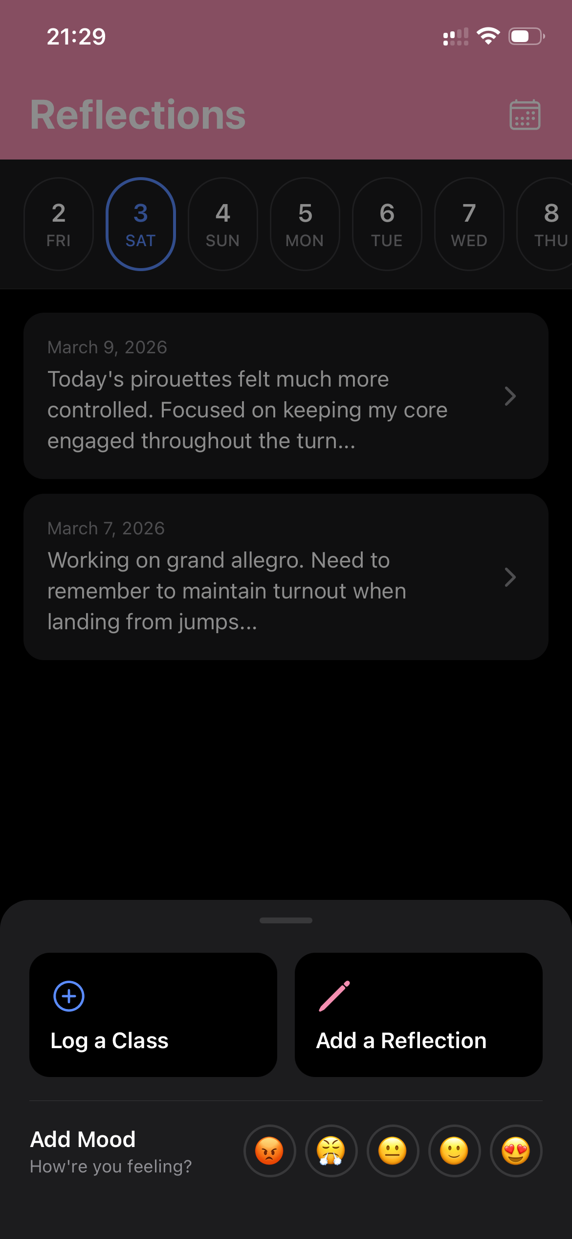 Balancé app screen