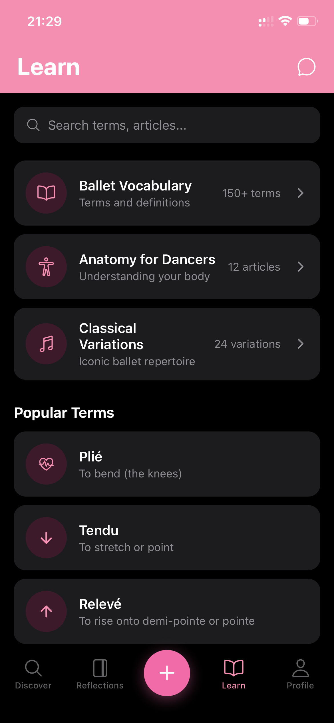 Balancé app screen