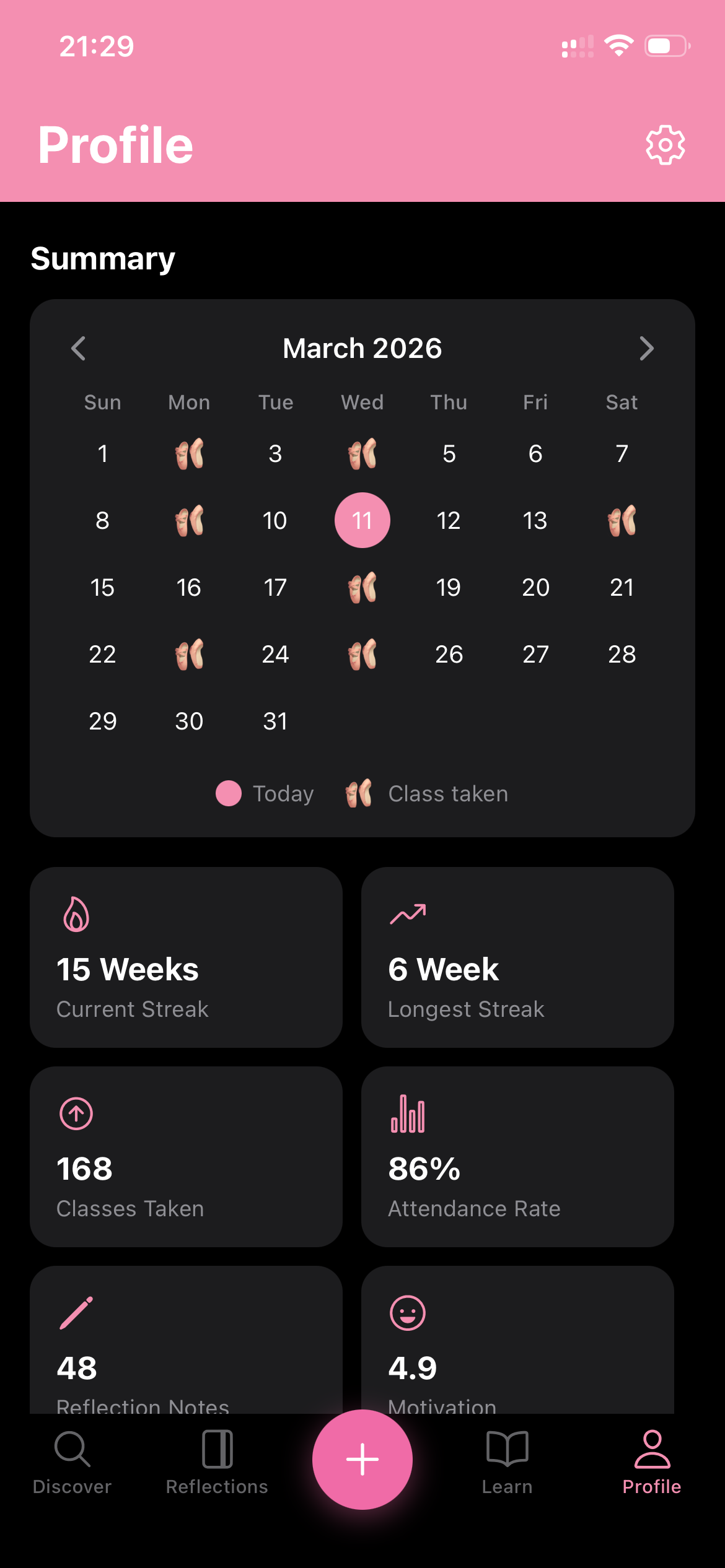 Balancé app screen