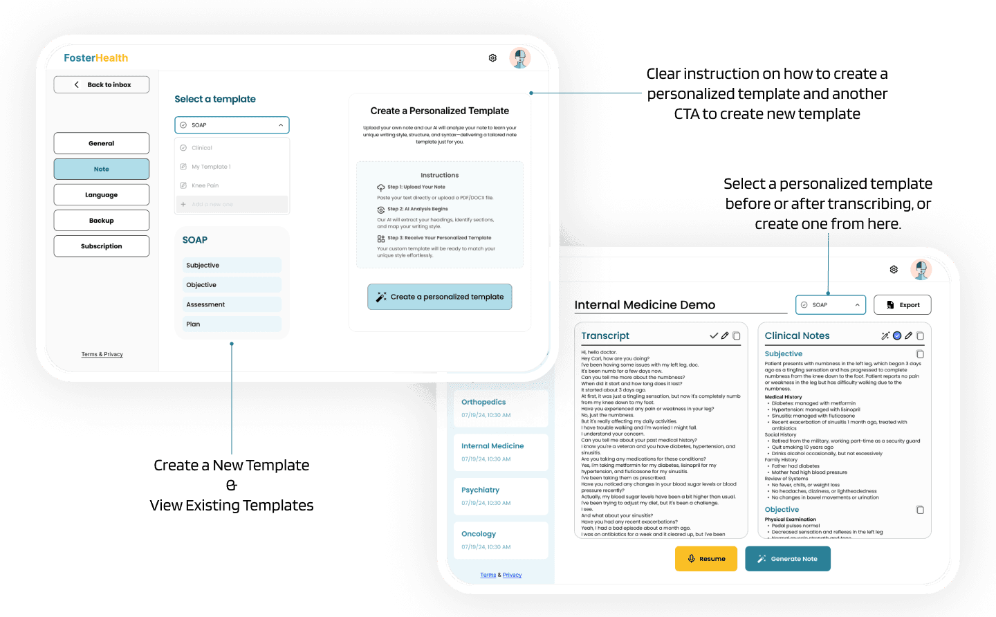 Template selection with clear instructions for creating a personalized template