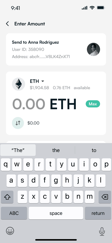 Entering the transfer amount