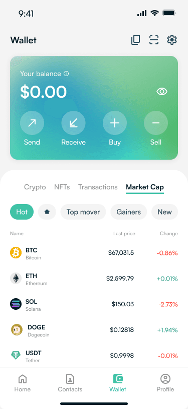Redesigned wallet dashboard view