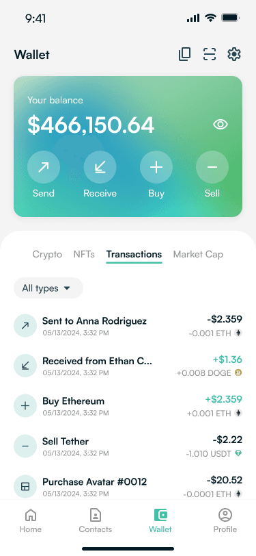 Redesigned wallet dashboard view