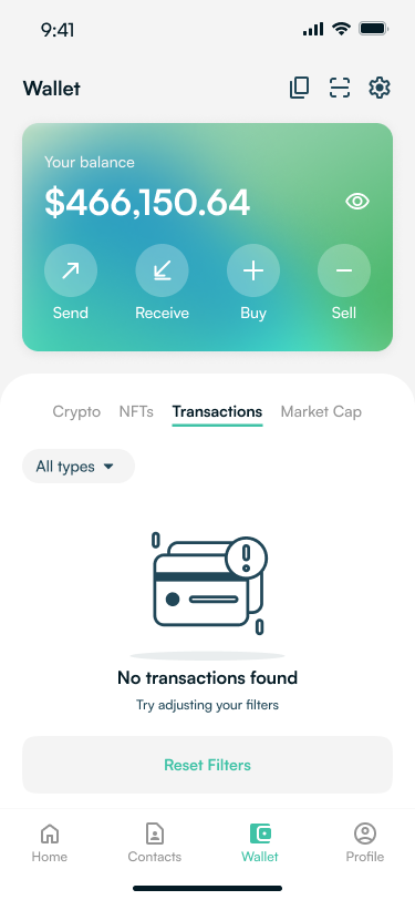 Transaction filter view