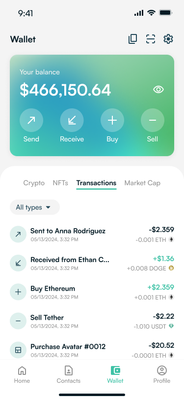 Transaction filter view