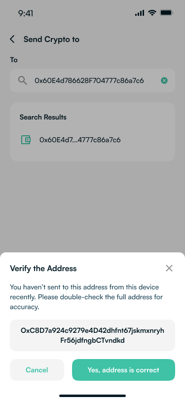 Send crypto to friends from the dashboard