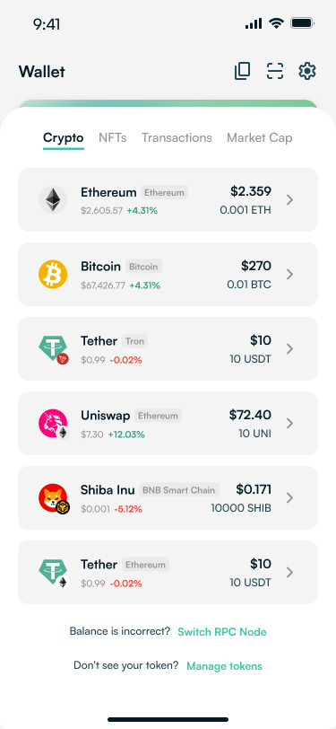 Network indicators and chain-specific filters