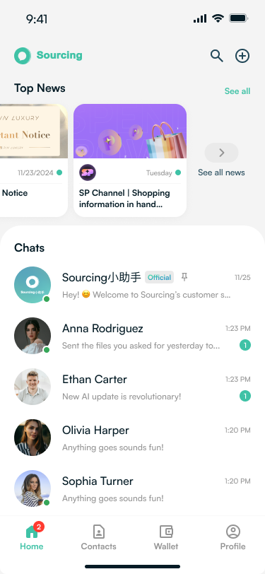 Dedicated news feed view organized by channel