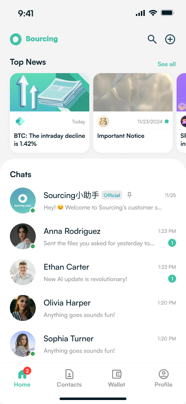 Dedicated news feed view organized by channel